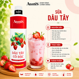 Mứt Dâu Tây Aumis 1 Lít - Sánh Mịn - Cô Đặc Dùng Làm Bánh, Sinh Tố & Set Trà Sữa [TEM ĐỎ]