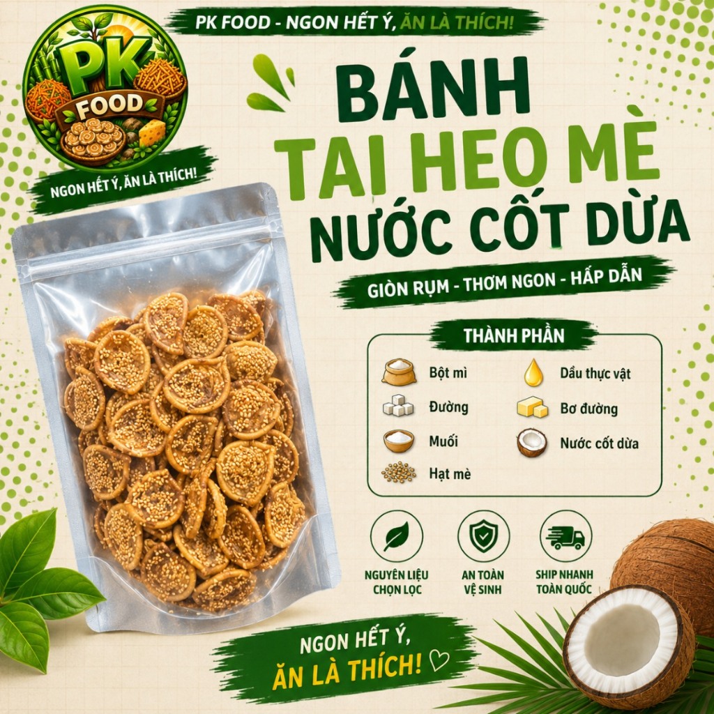 Bánh Tai Heo Mè Nước Cốt Dừa - PK FOOD