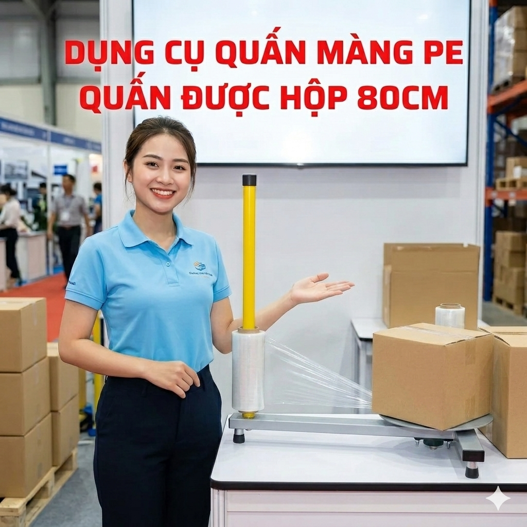 Bàn quấn màng PE quấn được hộp kích thước 80cm, quấn được chống sốc, Dành cho các bạn khởi nghiệp