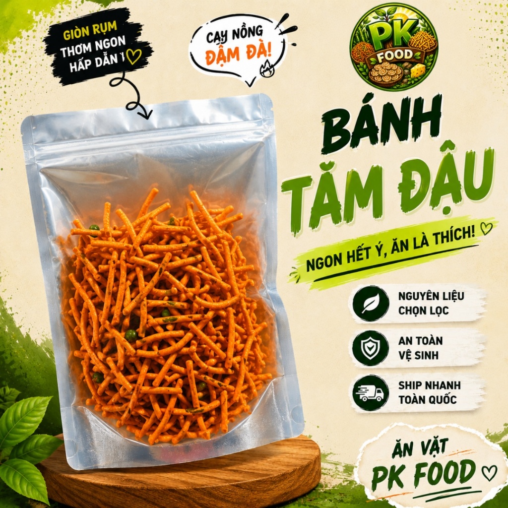 Bánh Tăm Đậu Giòn Tan Càng Ăn Càng Cuốn - PK FOOD