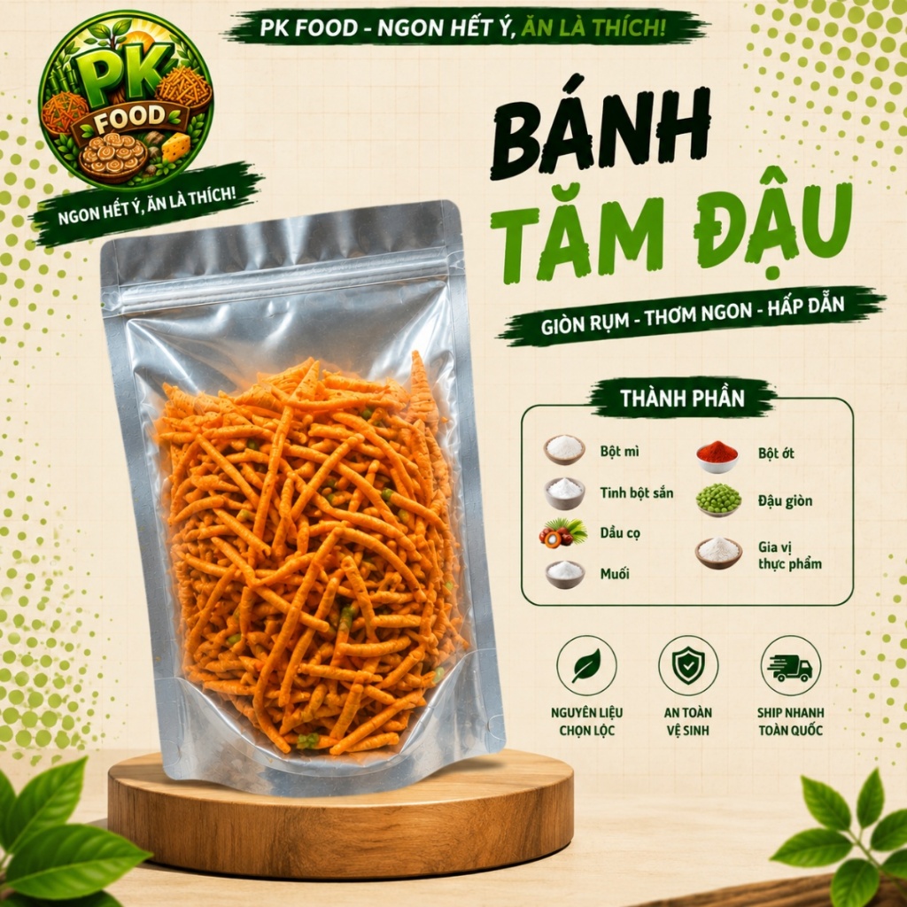 Bánh Tăm Đậu Giòn Tan Càng Ăn Càng Cuốn - PK FOOD