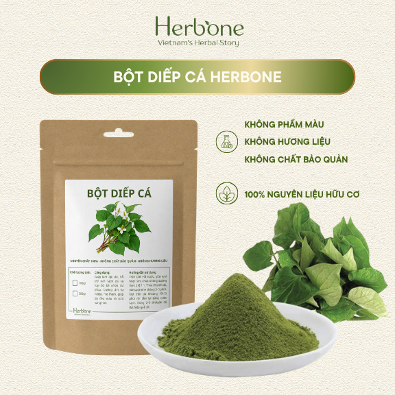 Bột Diếp Cá Nguyên Chất HERBONE Mặt Nạ Body & Mặt Hỗ Trợ Giảm Mụn, Mờ Thâm, Dưỡng Ẩm, Sáng Da 100g 500g