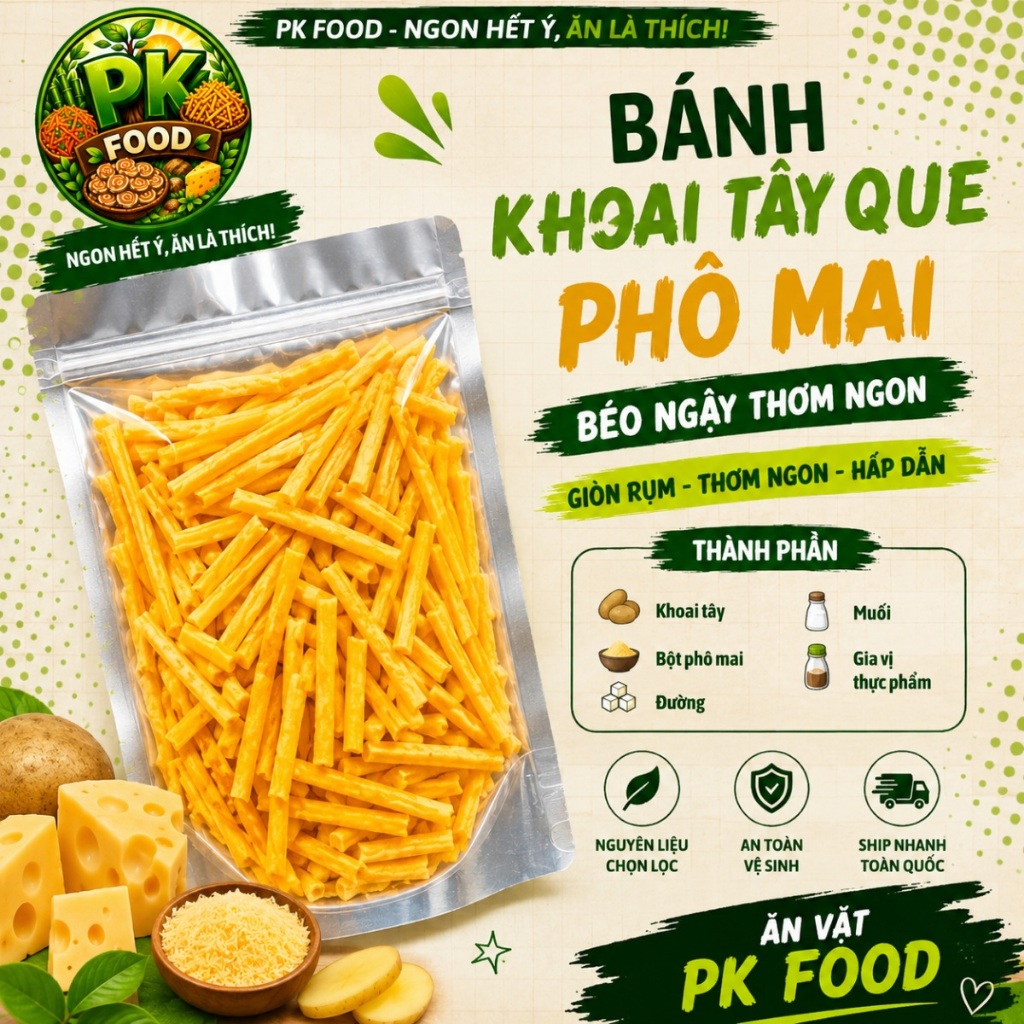Bánh Khoai Tây Que Phô Mai - PK FOOD