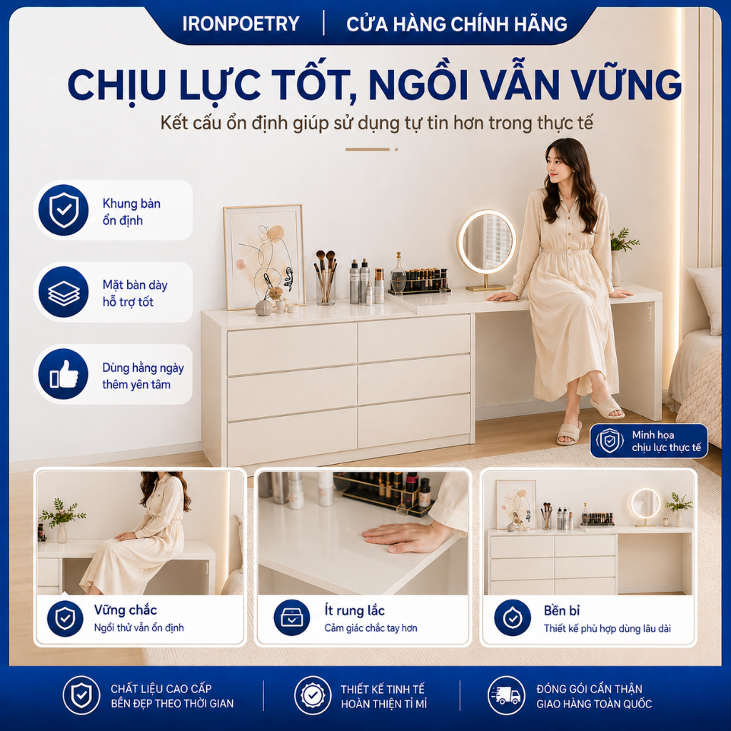Bàn Trang Điểm 2 Trong 1 Tiết Kiệm Diện Tích Tủ 6 Ngăn Kéo Bàn Rộng 120cm Phù Hợp Phòng Ngủ Nhỏ