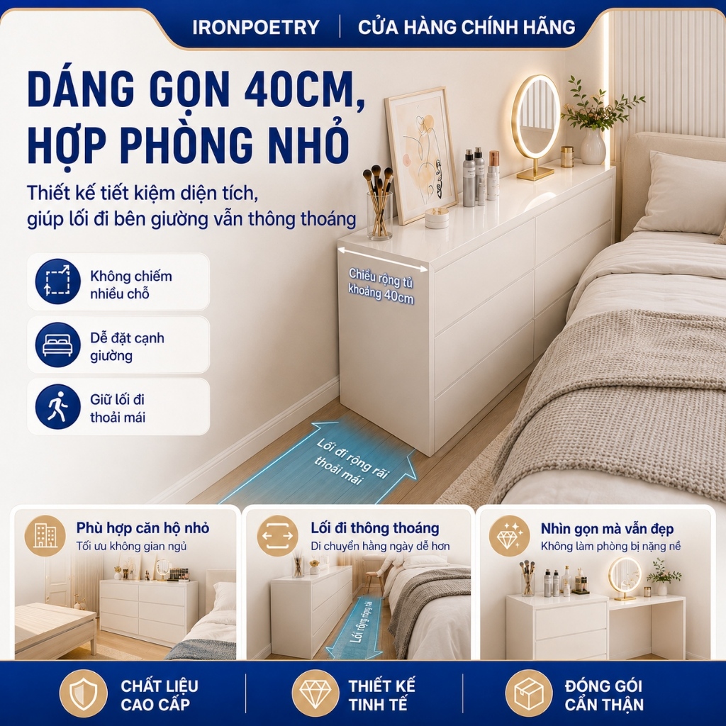 Bàn Trang Điểm 2 Trong 1 Tiết Kiệm Diện Tích Tủ 6 Ngăn Kéo Bàn Rộng 120cm Phù Hợp Phòng Ngủ Nhỏ
