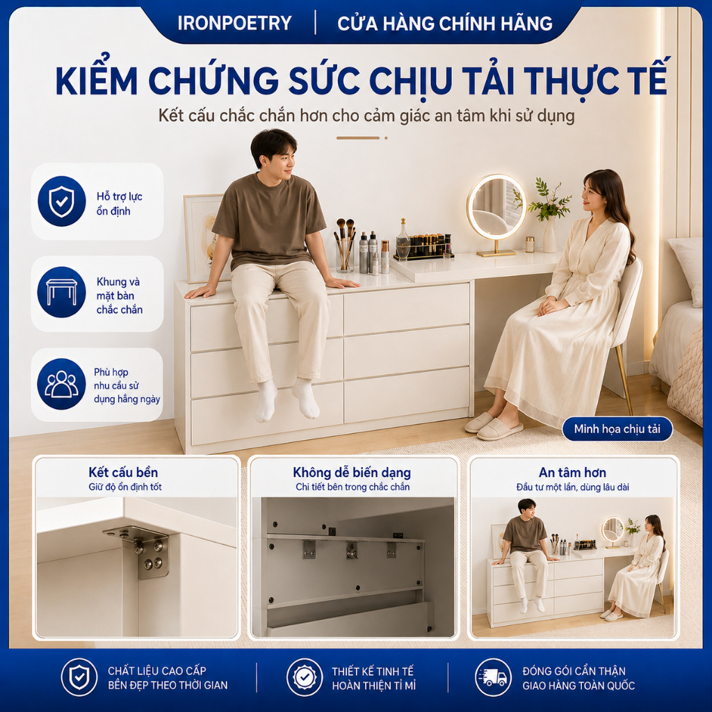 Bàn Trang Điểm 2 Trong 1 Tiết Kiệm Diện Tích Tủ 6 Ngăn Kéo Bàn Rộng 120cm Phù Hợp Phòng Ngủ Nhỏ