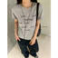MIE96 x WGWE | Áo thun babytee in chữ cotton bo cổ phong cách tối giản – W10067#