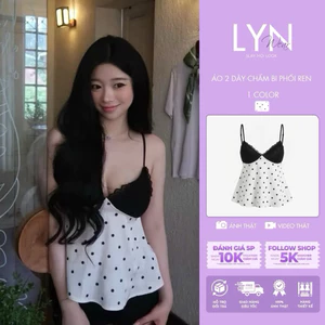 | LYN WEAR | Áo hai dây chấm bi phối ren nữ form xoè tiểu thư mặc đi chơi mùa hè