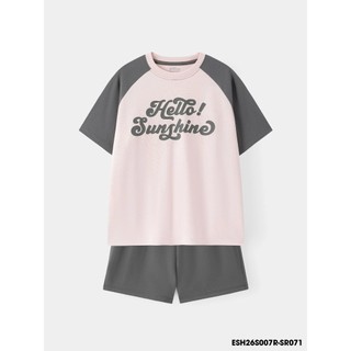 Bộ đồ bé gái WooKids ESH26S007R | Hello Sunshine | 9-14 tuổi | 60% Cotton 40% Poly | Mềm mại thoáng mát | Mặc nhà đi chơ
