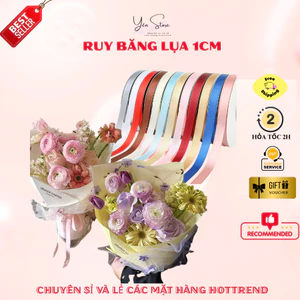 Cuộn Ruy Băng 1Cm Vải Lụa Satin Bản Dài 22M, Gói Bó Hoa, Giỏ Quà, Trang Trí Quà Tặng, Làm Handmade