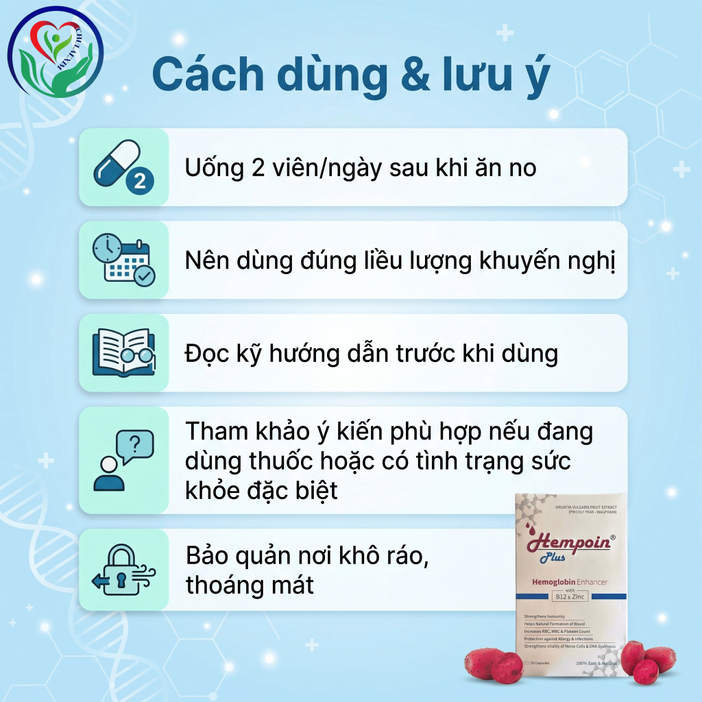 Hempoin Plus B12 Zinc 30 viên bổ sung B12 & Zinc hỗ trợ tạo máu, tăng cường sức khỏe phụ nữ
