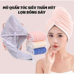 Mũ Quấn Tóc Siêu Thấm Hút Microfiber Cao Cấp – Khăn Ủ Tóc Nhanh Khô, Mềm Mịn, Dày Dặn Cho Nữ