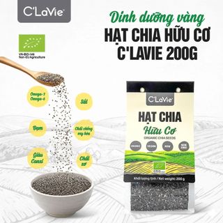 Hạt chia hữu cơ C'LaVie dinh dưỡng cao, dễ tiêu hóa, túi zip 200g dễ bảo quản