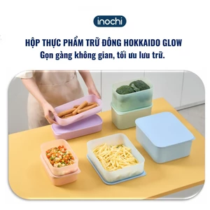 BỘ Hộp Thực Phẩm Trữ Đông Hokkaido GLOW INOCHI mix màu pastel, Ag+ kháng khuẩn, bền đẹp, gọn gàng giúp tối ưu lưu trữ