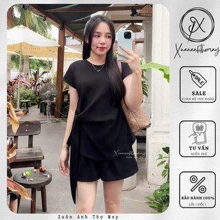 [ S11 ] Set áo buộc eo + quần short đen - Xuananhthomay