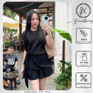 Set áo buộc eo + quần short đen - Xuananhthomay