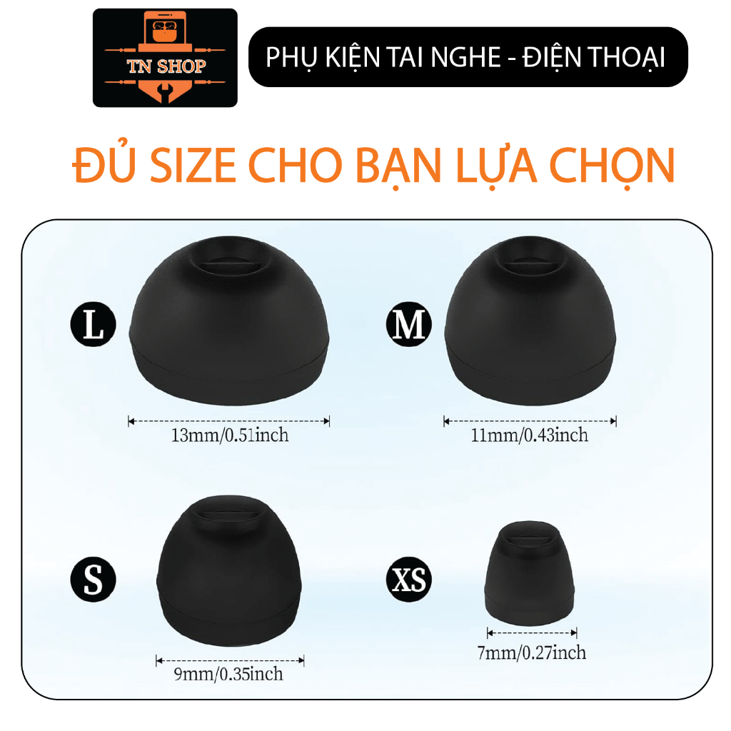 NÚM TAI NGHE ĐỦ 4 SIZE VÀ 2 MÀU TRẮNG ĐEN CHO TẤT CẢ CÁC DÒNG TAI NGHE Sony, Samsung, JBL, Sennheiser, Bose, Marshall,..