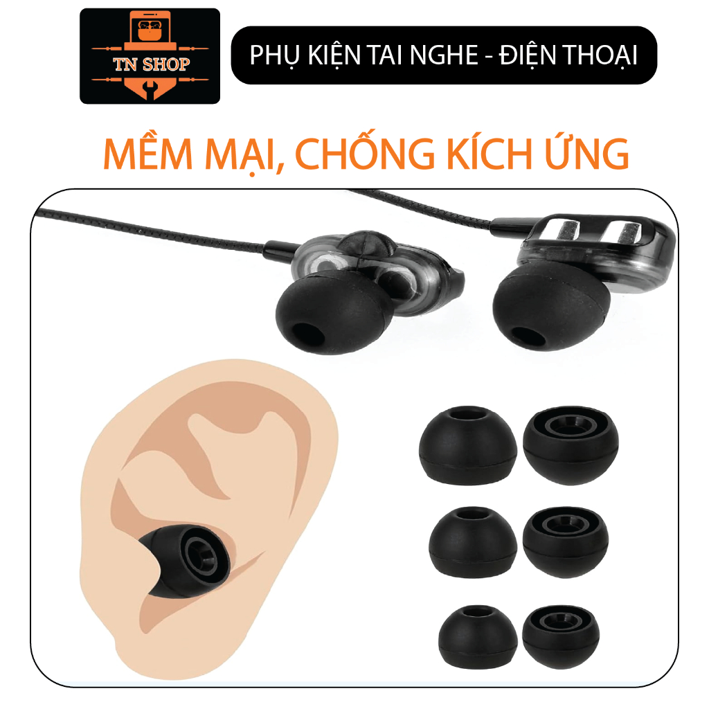 NÚM TAI NGHE ĐỦ 4 SIZE VÀ 2 MÀU TRẮNG ĐEN CHO TẤT CẢ CÁC DÒNG TAI NGHE Sony, Samsung, JBL, Sennheiser, Bose, Marshall,..