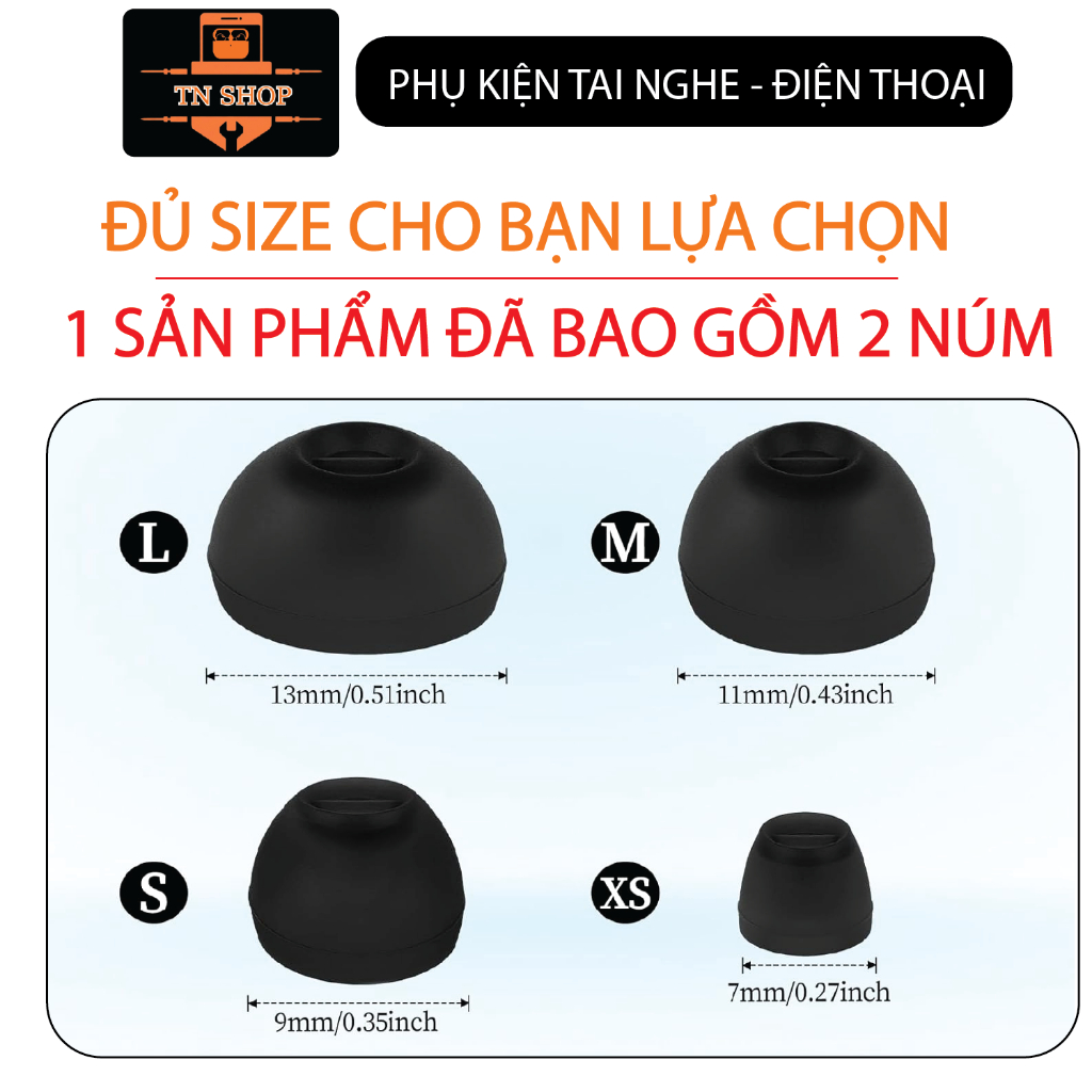 NÚM TAI NGHE ĐỦ 4 SIZE VÀ 2 MÀU TRẮNG ĐEN CHO TẤT CẢ CÁC DÒNG TAI NGHE Sony, Samsung, JBL, Sennheiser, Bose, Marshall,..
