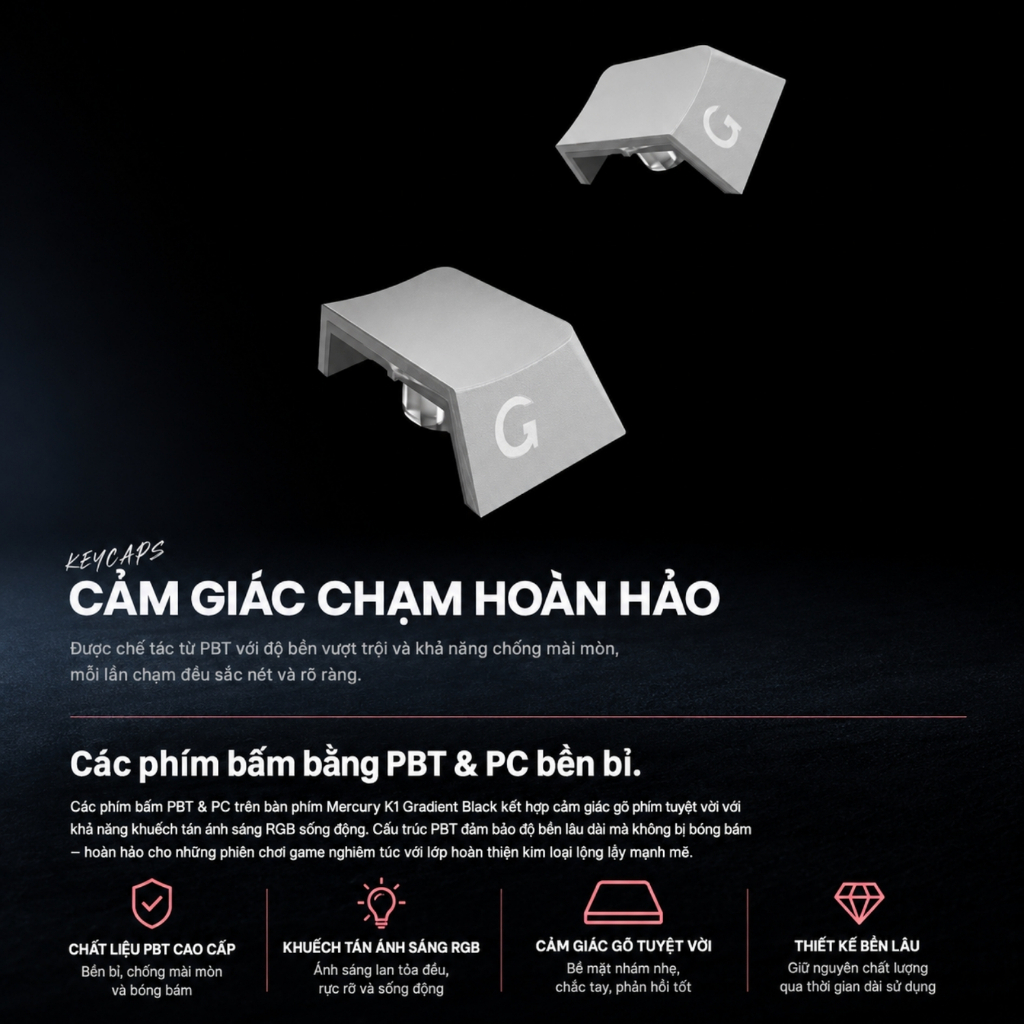 Bàn Phím Cơ Wireless GravaStar Mercury K1 Gradient Black RGB Hot Swap 75%