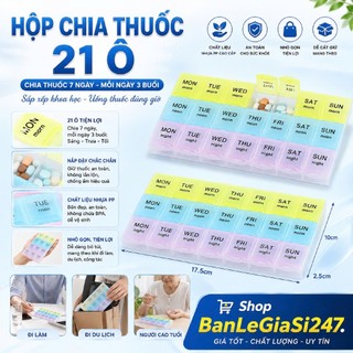 Hộp Đựng Thuốc 21 Ô Nhỏ Gọn Chia Được 7 Ngày Mỗi Ngày 3 Buổi Tiện Lợi Cho Người Lớn, Trẻ Em