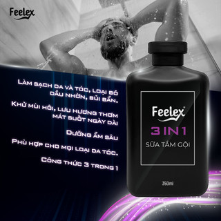 Sữa tắm nam Feelex hương nước hoa dầu gội sữa rửa mặt 3 in 1 thơm lâu đẳng cấp phái mạnh 350ml
