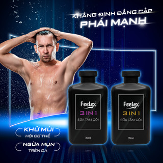 Sữa tắm nam Feelex hương nước hoa dầu gội sữa rửa mặt 3 in 1 thơm lâu đẳng cấp phái mạnh 350ml