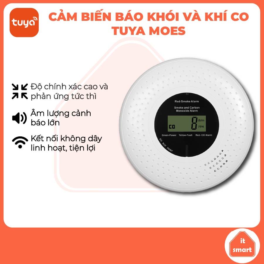 Cảm biến khói và khí CO MOES Tuya Zigbee