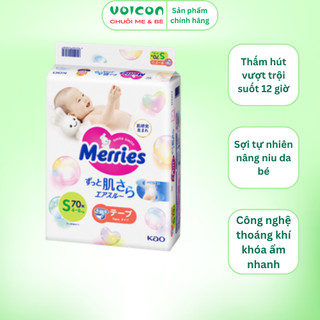 Tã /Bỉm Merries Nhập Khẩu Dán NB-76/ S-70/ M-56/ L-48/ XL-40, Quần M-52/ L-44/ XL-38/ XXL-26