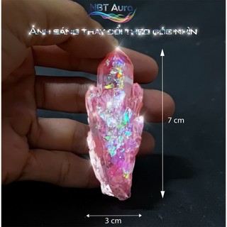 Tinh Thể Hồng Pastel Ánh Kim – Aurora Pink Crystal