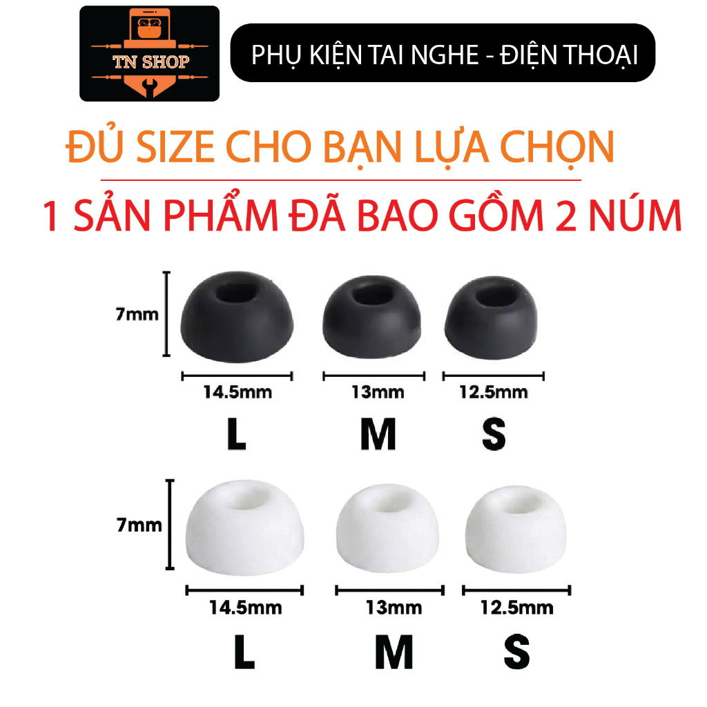 NÚM TAI NGHE TRÒN 3 SIZE 2 MÀU DÀNH CHO TẤT CẢ DÒNG TAI NGHE Sony, Samsung, JBL, Sennheiser, Bose, Marshall,..