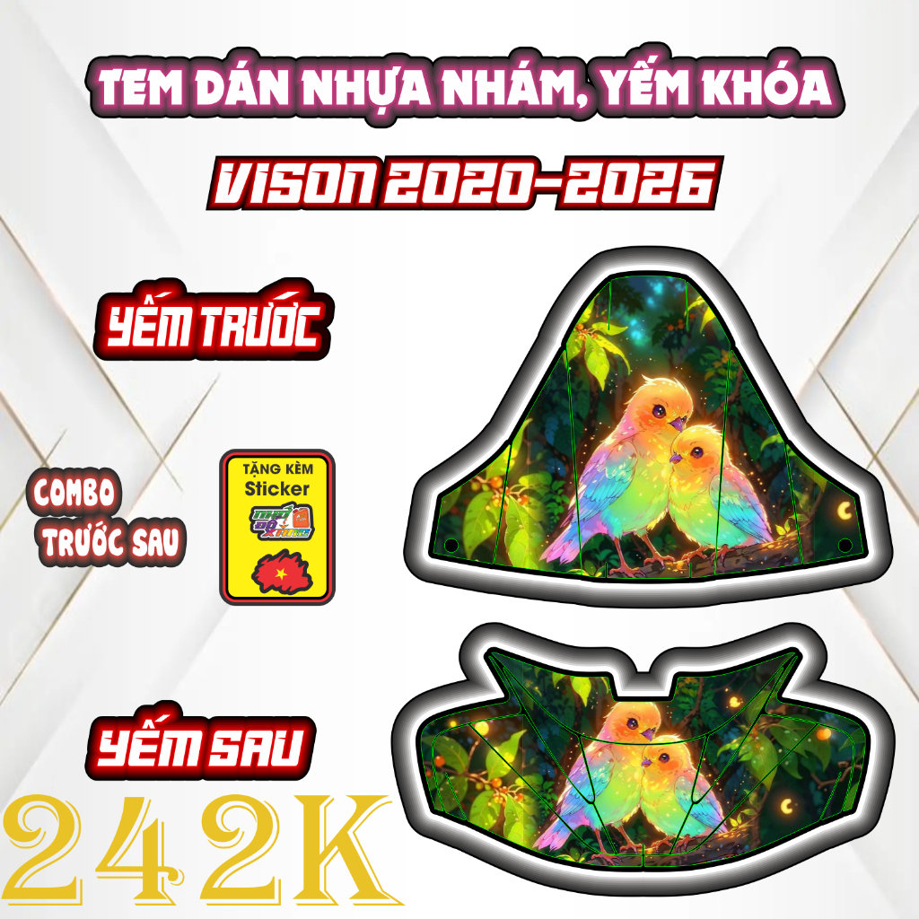 'FREESHIP'' Decal tem dán vision .tem yếm khoá VISION 2020-2026 PPC 3  Lớp bảo vệ chống trầy.