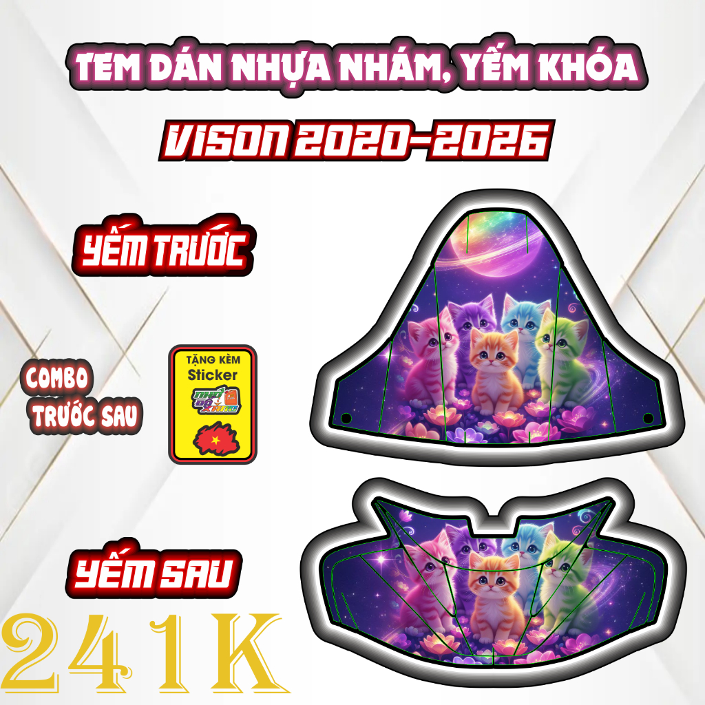 'FREESHIP'' Decal tem dán vision .tem yếm khoá VISION 2020-2026 PPC 3  Lớp bảo vệ chống trầy.