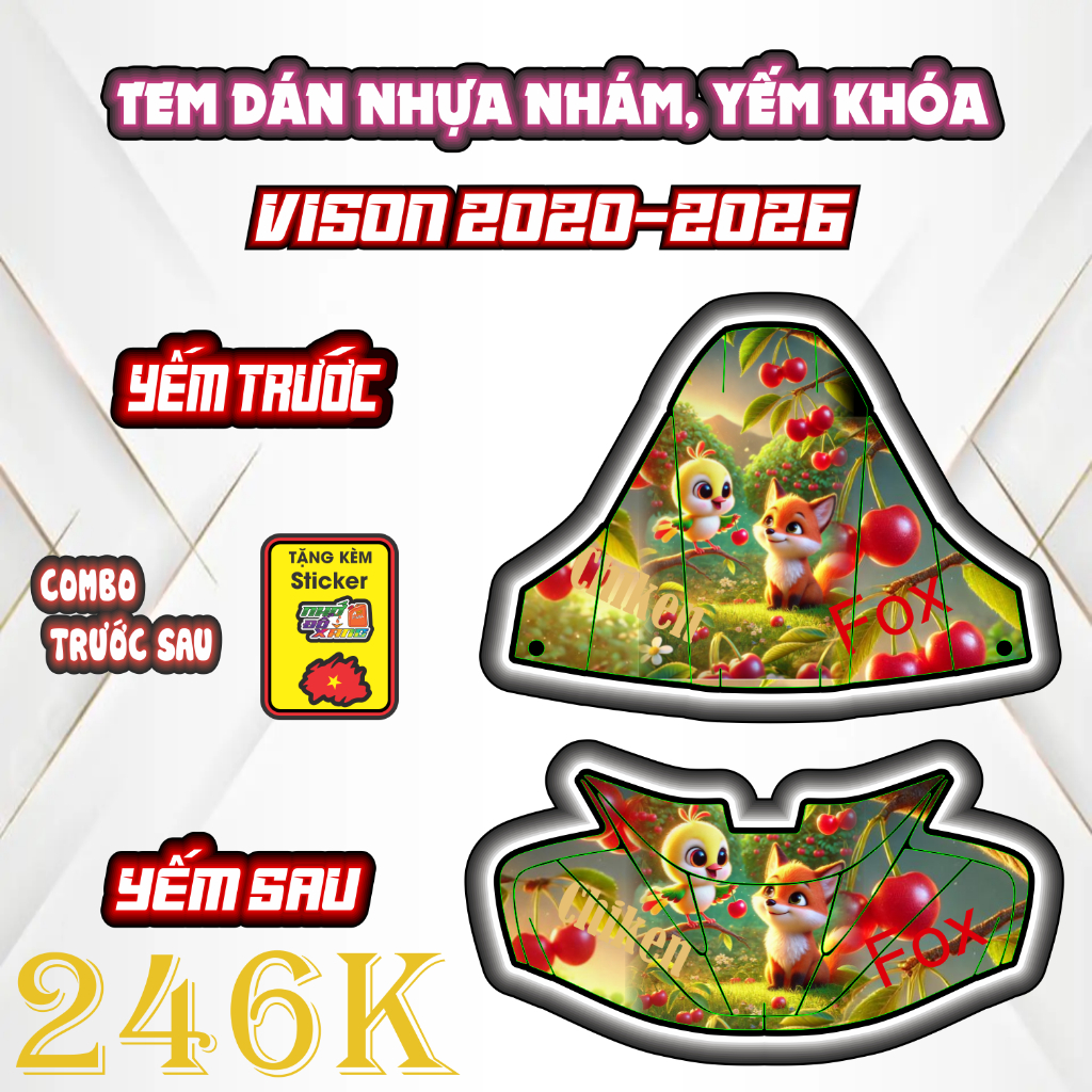 'FREESHIP'' Decal tem dán vision .tem yếm khoá VISION 2020-2026 PPC 3  Lớp bảo vệ chống trầy.