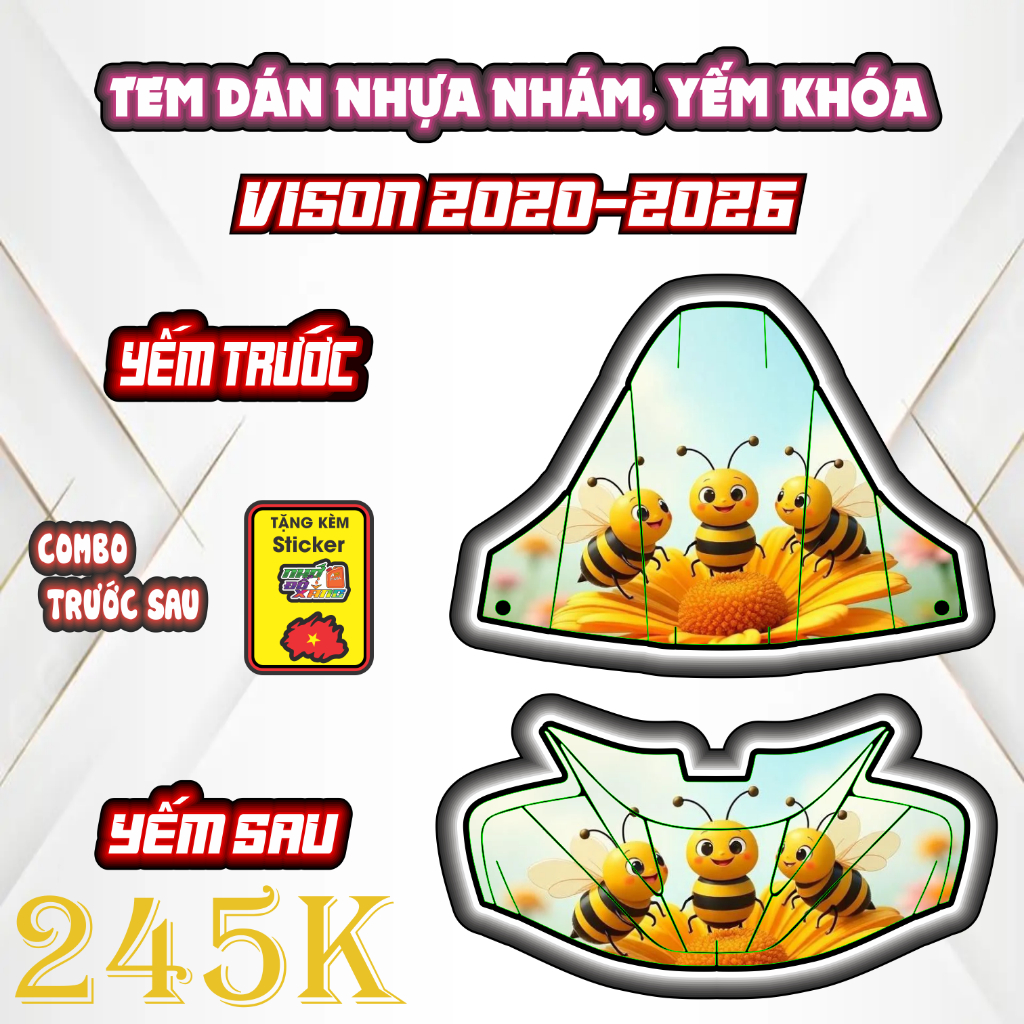 'FREESHIP'' Decal tem dán vision .tem yếm khoá VISION 2020-2026 PPC 3  Lớp bảo vệ chống trầy.