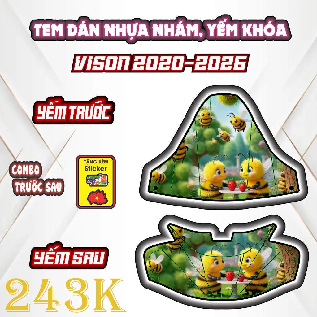 'FREESHIP'' Decal tem dán vision .tem yếm khoá VISION 2020-2026 PPC 3  Lớp bảo vệ chống trầy.