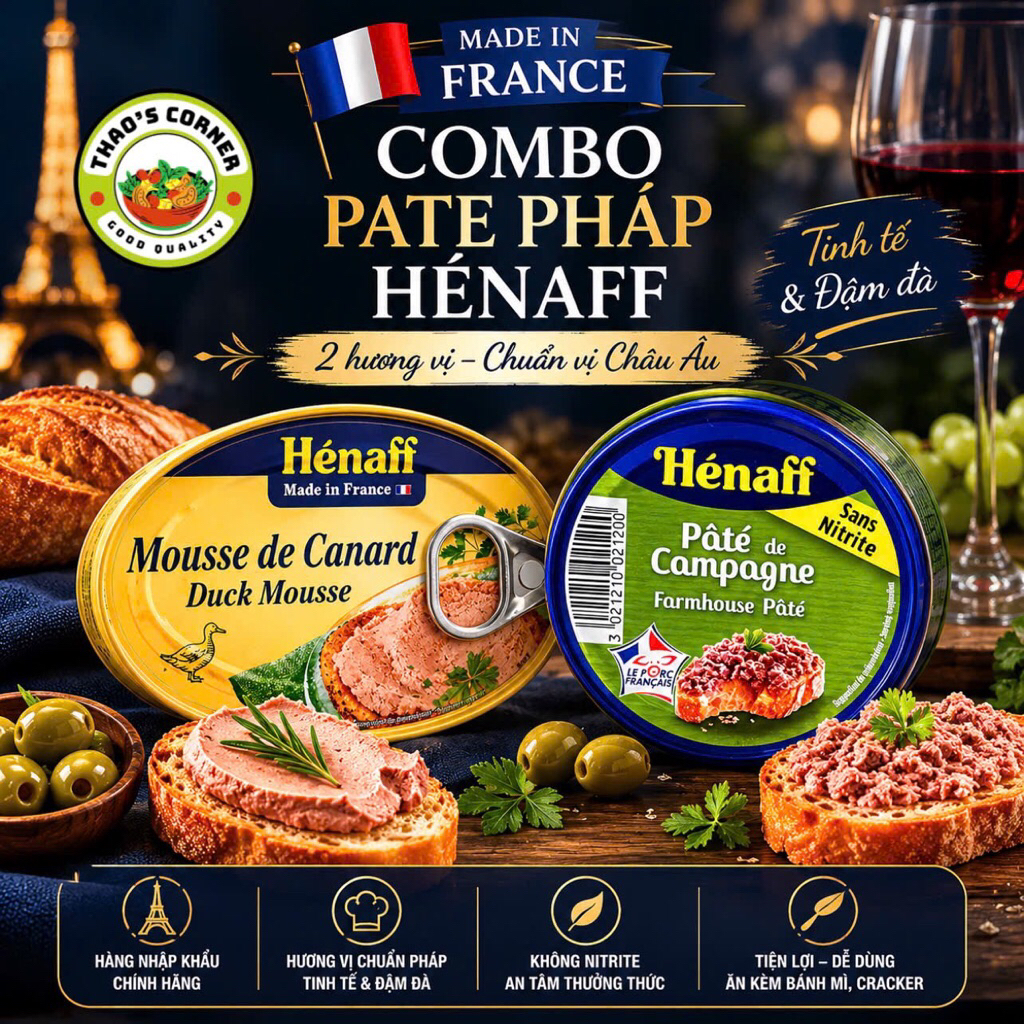 Pate Pháp Hénaff | Combo Pate Gan Ngỗng & Pate Campagne - Đồ Ăn Nhập Khẩu Cao Cấp – Ăn Liền