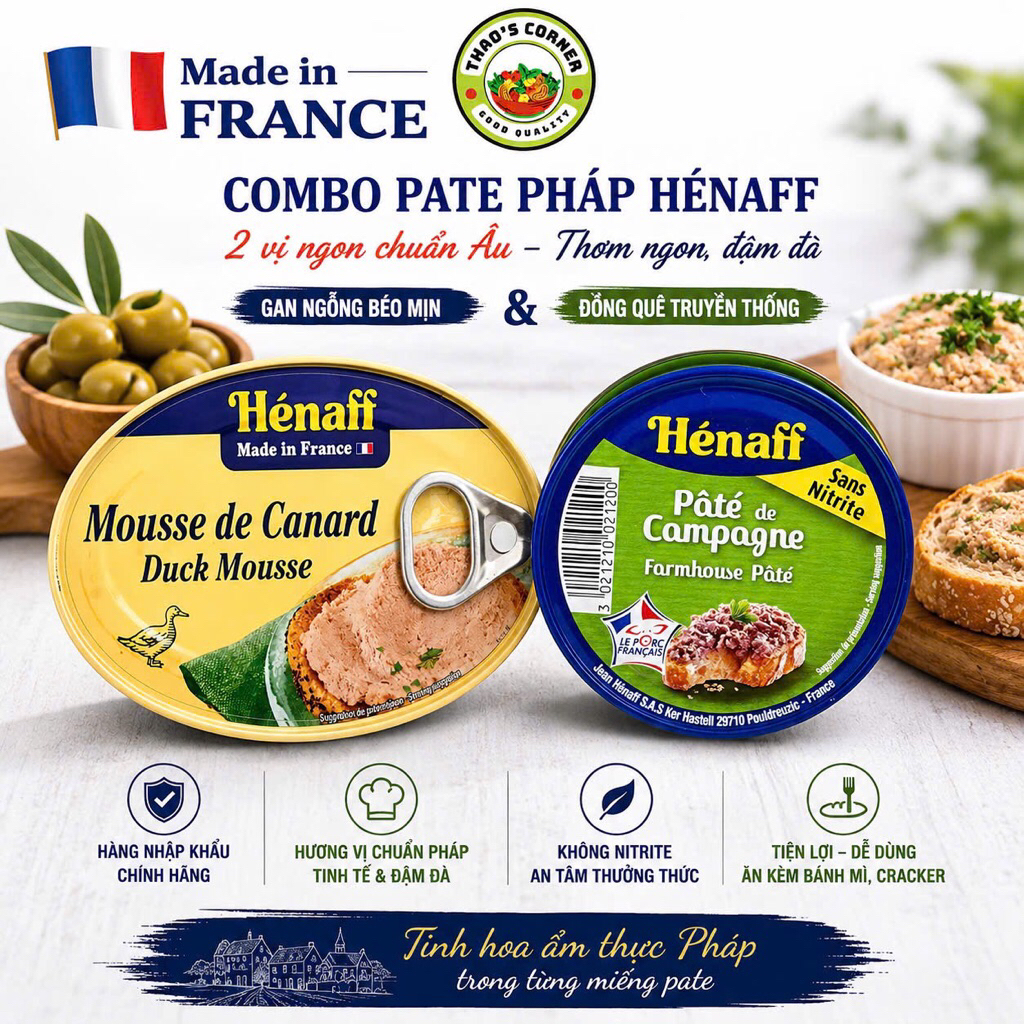 Pate Pháp Hénaff | Combo Pate Gan Ngỗng & Pate Campagne - Đồ Ăn Nhập Khẩu Cao Cấp – Ăn Liền