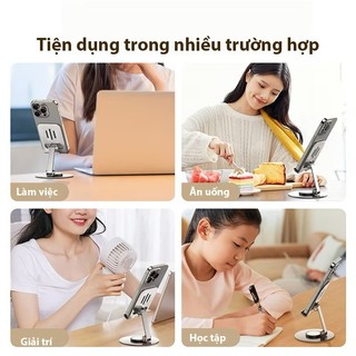 Giá Đỡ Điện Thoại Để Bàn Hợp Kim Nhôm Cao Cấp Gấp Gọn Điều Chỉnh Góc Xoay Dành Cho Điện Thoại Máy Tính Bảng
