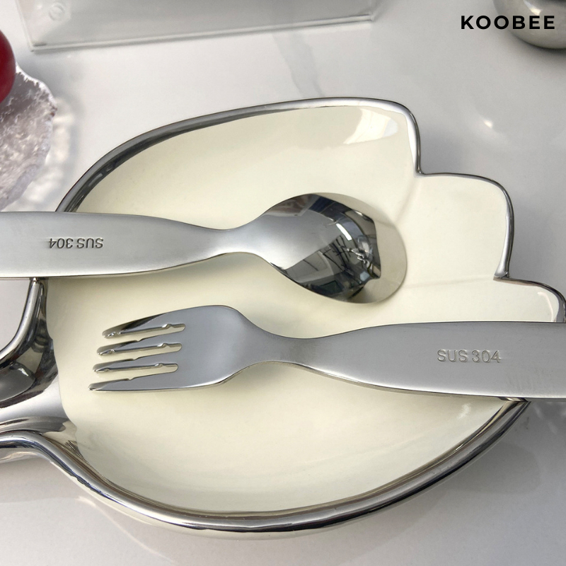 Bộ Thìa Dĩa Ăn Dặm Inox 304 Cho Bé Từ 6 Tháng Tuổi – Đầu Thìa Bo Tròn, Tay Cầm To Bản - An Toàn, Tinh Tế (BA45)