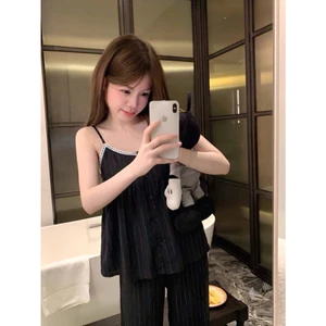 Bộ Đồ Ngủ Hai Dây Quần Dài Phối Ren Dáng Babydoll - Pijama Mặc Nhà Chất Mát Mùa Hè 2DD01