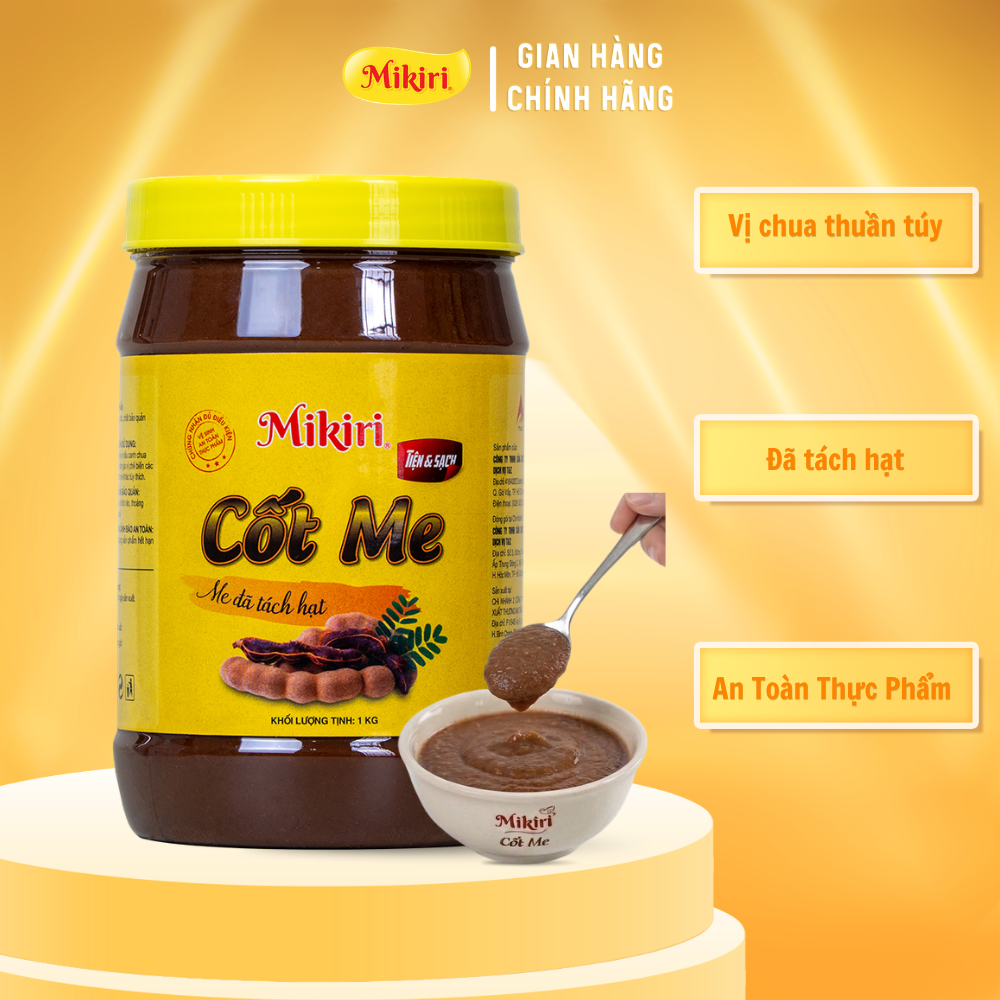 Cốt Me Nguyên Chất Đã Tạch Hạt 1Kg Mikiri - Sánh Mịn, Chua Thanh, Chuẩn Vị Nấu Canh Chua, Đá Me