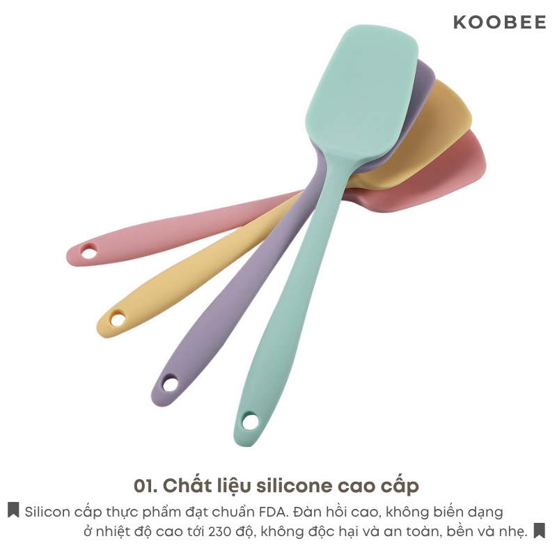 Cây Vét Bột Silicon KOOBEE Chịu Nhiệt Cao – Chống Dính, Không Trầy Chảo, Dùng Xào Nấu, Trộn Bột, Đảo Thức Ăn (PKB38)