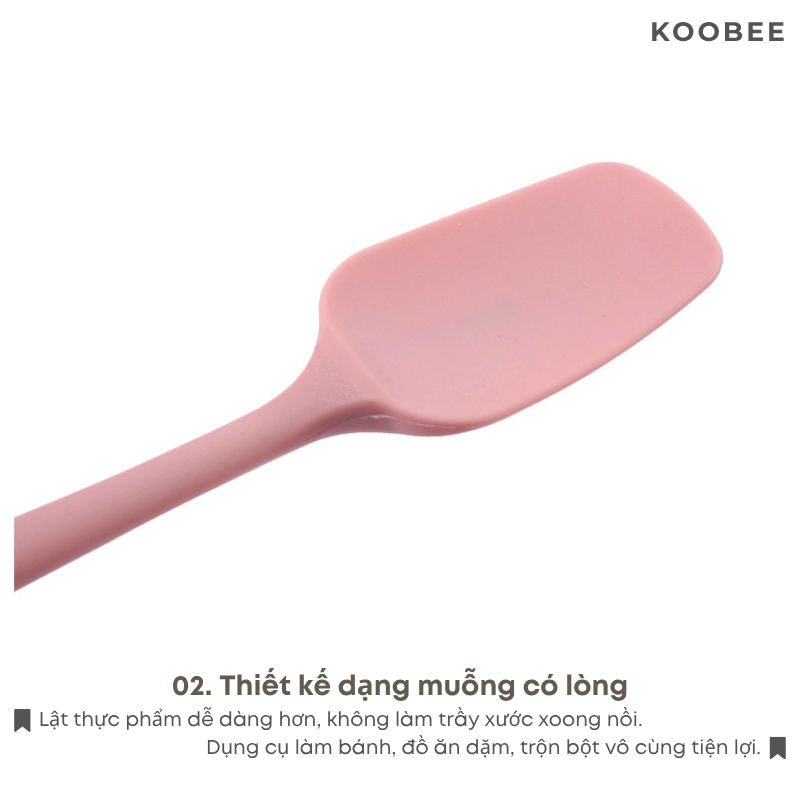 Cây Vét Bột Silicon KOOBEE Chịu Nhiệt Cao – Chống Dính, Không Trầy Chảo, Dùng Xào Nấu, Trộn Bột, Đảo Thức Ăn (PKB38)