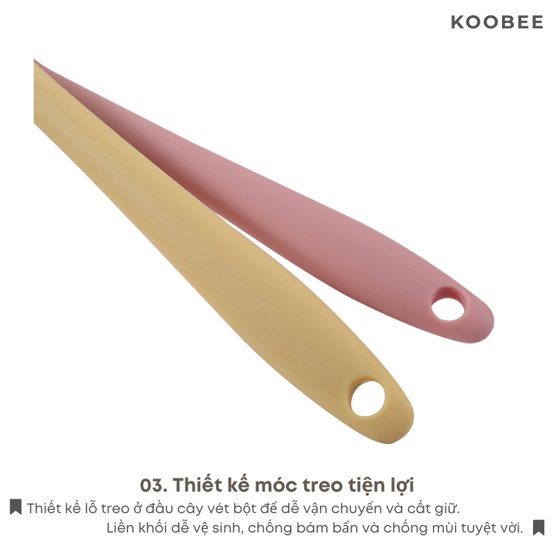 Cây Vét Bột Silicon KOOBEE Chịu Nhiệt Cao – Chống Dính, Không Trầy Chảo, Dùng Xào Nấu, Trộn Bột, Đảo Thức Ăn (PKB38)