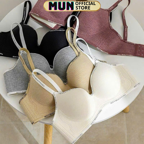 Áo lót cotton viền chữ đệm dày 5cm, siêu nâng ngực M08