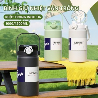 Bình Giữ Nhiệt BOSS Inox 316 Cao Cấp 1000ml/1200ml/2000ml Giữ Nóng Lạnh 24H, Chống Rò Rỉ, Hot Trend
