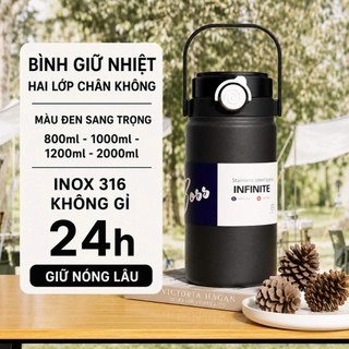 Bình Giữ Nhiệt BOSS Inox 316 Cao Cấp 1000ml/1200ml/2000ml Giữ Nóng Lạnh 24H, Chống Rò Rỉ, Hot Trend