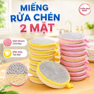 Combo 10 Miếng rửa chén HÌNH TRÒN 2 MẶT nhám và xốp rửa chén xoong nồi nhanh chóng