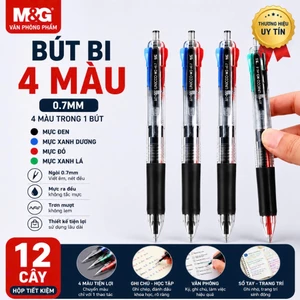 Set 6 Bút Bi 4 Màu M&G ABP80371 Ngòi 0.7mm - Viết Êm, Nét Đều, Học Tập & Văn Phòng